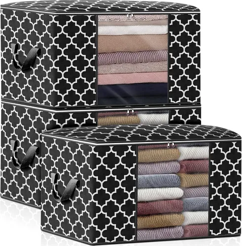 Miniatura 29 de WISELIFE Bolsas de almacenamiento, organización de ropa de manta grande y contenedores de almacenamiento para ropa de cama, edredones, organizador
