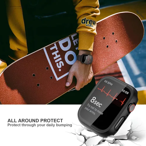 Miniatura 4 de JZK - Juego de 12 fundas con protector de pantalla de vidrio templado para Apple Watch Series 3/2/1 de 38 mm, JZK Funda protectora de PC duro