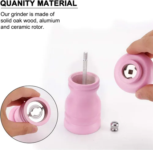 Miniatura 3 de uxcell Molinillo de sal y molinillo de madera de 4.5 pulgadas con grosor ajustable para condimentos, preparación de comidas, cocina, comedor