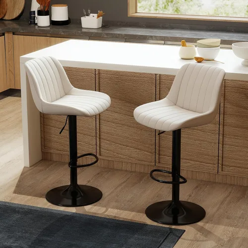 Miniatura 19 de Youhauchair - Juego de 1 taburete de bar, taburetes giratorios de altura de mostrador con respaldo, sillas de bar ajustables de piel sintética