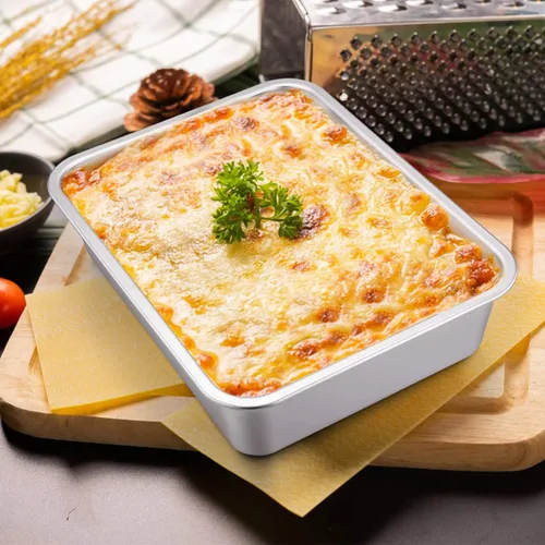 Miniatura 4 de E-far Juego de 2 moldes de lasaña de acero inoxidable profundo, 12.75 x 10 x 3.2 pulgadas, rectangular, de metal, para horno, no tóxico