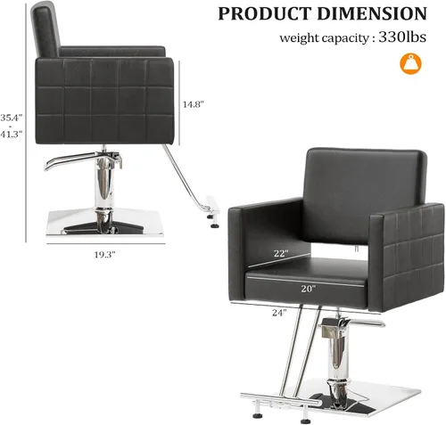 Miniatura 3 de Bonnlo Silla de peluquería para estilista de peluquería de asiento ancho, silla de peluquería hidráulica con reposapiés de acero inoxidable, silla