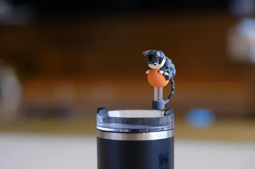 Miniatura 7 de 2 piezas de lindas tapas de pajita con gato, cubiertas de pajita para taza Stanley Cup de 30 y 40 onzas, juego de accesorios divertidos para taza