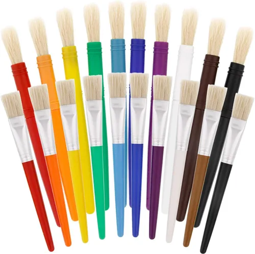 U.S. Art Supply Juego de 20 pinceles de cerdas de cerdo surtidas, pinceles grandes y gruesos, pinceles de pintura para el aula para manualidades,
