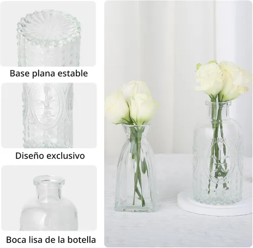 Miniatura 6 de RUCKAE Jarrones pequeños transparentes a granel, paquete de 22 mini jarrones de cristal para centro de mesa, decoración de boda, decoración