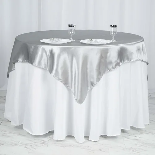 Miniatura 49 de Efavormart Paquete de 5 Sobremanteles Cuadrados de Satén de 60" para Decoraciones de Mesa de Bodas, Catering y Fiestas, Cubierta de Mantel Negro