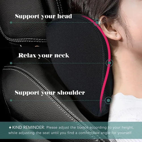 Miniatura 5 de Super Fit - Almohada para reposacabezas de automóvil, almohada para conducir con correa ajustable, almohada de cuello 100% espuma viscoelástica