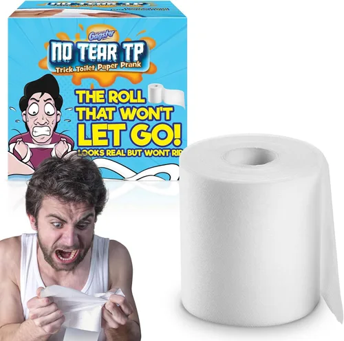 Gagster Papel higiénico sin desgarros – Broma práctica – Rollos de papel higiénico falsos y no desgarrables, se ven como papel higiénico real pero