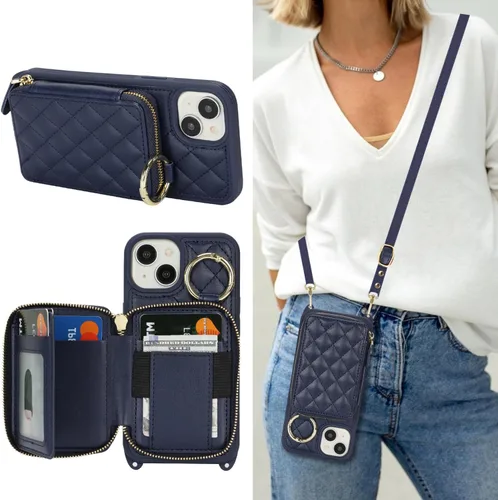 Miniatura 47 de Funda Cartera Bandolera para iPhone 11, Cuero PU Cremallera Bolso Cartera Funda Plegable con Tapa, Funda Folio con Soporte con Ranuras para Tarjetas