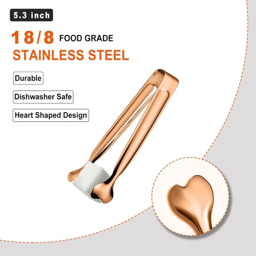 Miniatura 3 de Pinzas Pequeñas para Servir, Anytrp Paquete de 12 Pinzas de Acero Inoxidable para Azúcar, 5.3 pulgadas Pinzas de Metal de Cocina para Aperitivos Oro