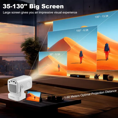 Miniatura 8 de Proyector portátil HY260 PRO MINI actualizado, soporte nativo 1080P para resolución 4K con Bluetooth 5.4 WIFI6 300 ANSI Android 11,180° giratorio