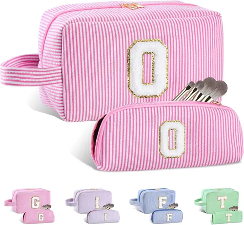 Miniatura 185 de Regalos personalizados para mujeres, bolsa de maquillaje con inicial, bolsa de maquillaje de viaje, bolsa de cosméticos, bolsa de artículos