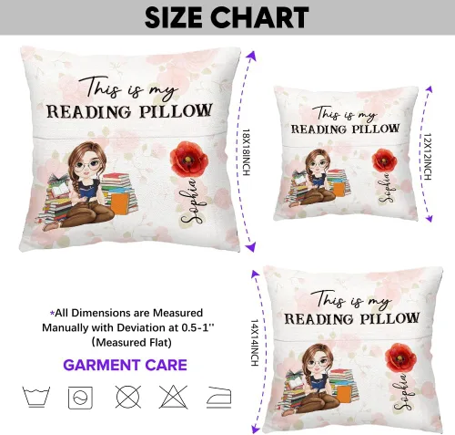 Miniatura 6 de ENCYCOM Almohada de bolsillo personalizada para lectura de libros, almohadas personalizadas con nombre, regalo para niñas ratones de biblioteca