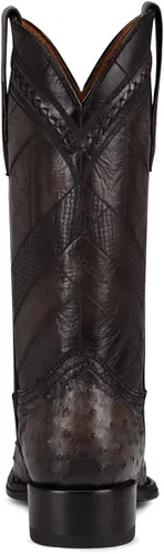 Miniatura 5 de CUADRA Botas vaqueras para hombre en piel de avestruz auténtica, color marrón