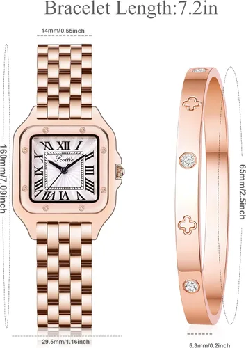Miniatura 7 de Relojes dorados para mujer, delicado juego de pulsera para mujer, cuarzo japonés
