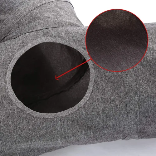Miniatura 6 de Ownpets Túnel para gatos, túnel plegable de 3 vías, tubo para gatos de 47 pulgadas de largo con bola de felpa y juguete de plumas, túnel de juego