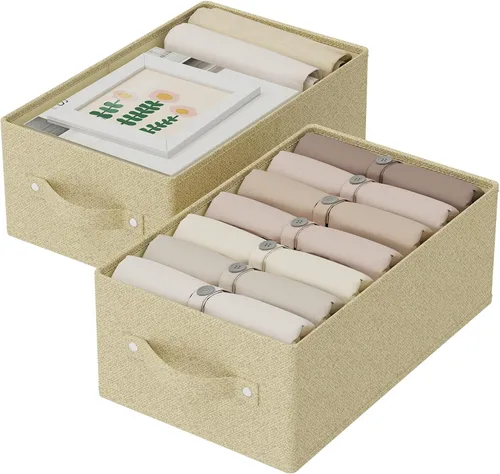 Miniatura 9 de Cajas de almacenamiento plegables, cestas organizadoras de tela, cubos para organizar el hogar, la oficina y el armario, gris, paquete de 2, 13.0 x