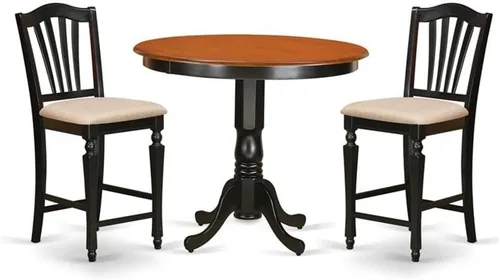 Miniatura 9 de East West Furniture TRCH5-BLK-W - Juego de pub de 5 piezas de altura de mostrador que incluye una mesa de comedor redonda y 4 sillas de comedor