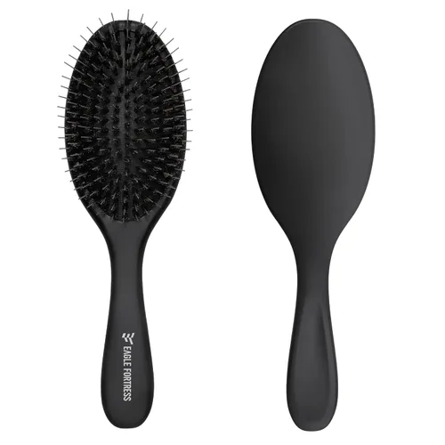 Cepillo de cerdas de jabalí para mujeres, hombres y niños, cepillo desenredante para cabello grueso, adelgazamiento, seco o húmedo con alfileres de