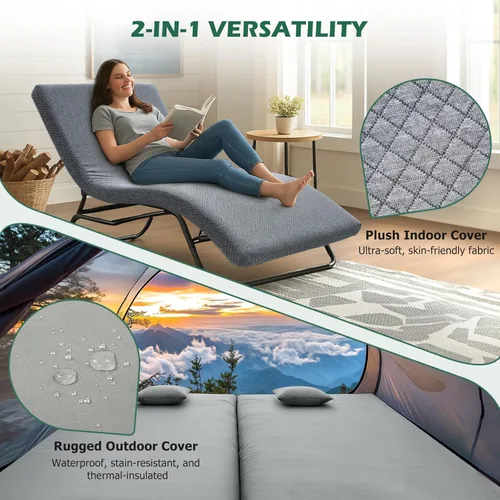 Miniatura 2 de Willpo CertiPUR-US Memory Foam Camping Mattress with Travel Bag and 2 Interchangeable Covers, Lightweight Portable Sleeping Pad for Tents, Guest