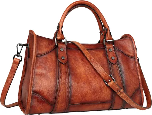 Miniatura 11 de Iswee Bolsos satchel para mujeres, bolso de hombro de cuero genuino, carteras de cuero Hobo, bolsos cruzados, cartera vintage, bolso tote