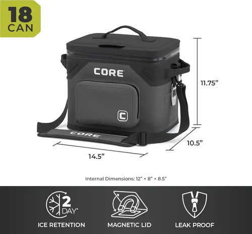 Miniatura 5 de CORE - Bolsa de enfriador suave a prueba de fugas magnética con cremallera impermeable Bolsa aislada enfriador portátil Mejor enfriador suave