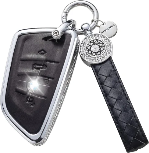 Miniatura 45 de Funda para llavero compatible con Volvo, cuero negro con cristal de protección de 360 grados para XC90, XC60, XC40, S60, S90, V60, V90, Polestar 1