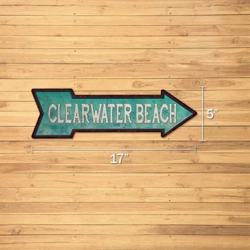 Miniatura 2 de Clearwater Beach Rt Flecha Vintage Looking Beach Metal Sign 5x17 205170001005