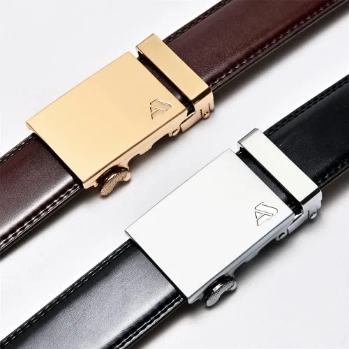 Miniatura 2 de Cinturón de trinquete para hombre cinturón ajustable de cuero genuino para hombre 1 38 pulgadas paquete de 2 cinturones deslizantes para vestido