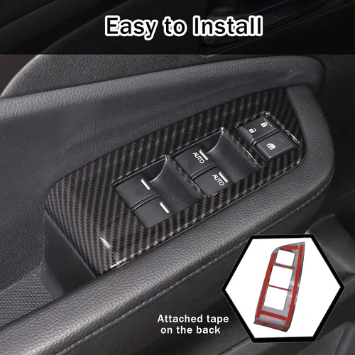 Miniatura 6 de 4 piezas Panel de Interruptor de Elevación de Ventana Marco Cubierta Moldura para Honda Pilot 2016-2022/Passport 2019-2023, Material ABS Accesorios