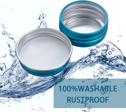 Miniatura 3 de 270 tarros de aluminio de 0.5 oz / 0.5 fl oz con tapa de rosca y etiquetas en blanco (azul lago) Bulk Value Pack, Extra Protection Against Dents