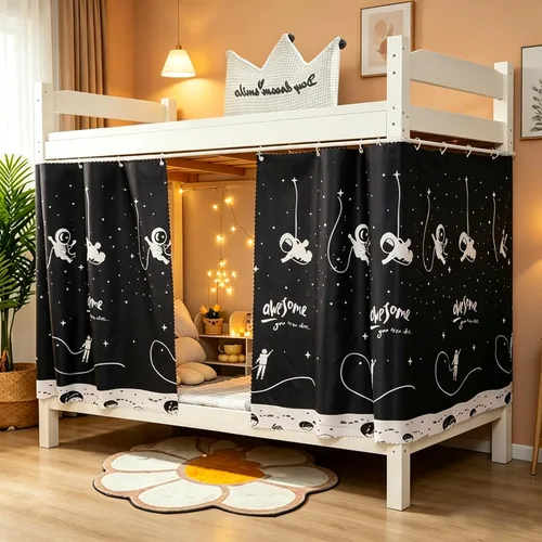 Miniatura 4 de Navhao 2 Paneles, Cortinas de Litera Inferior de Tela Dosel de Cama Cortinas para Estudiantes Redes de Sombreado para Cama Individual, 45.3*78.7