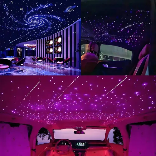Miniatura 6 de AKEPO Kit de luces de fibra óptica con efecto de estrella de tiro de meteoritos RGBW de 32 W, control de aplicación Bluetooth, 1000 piezas de hebras