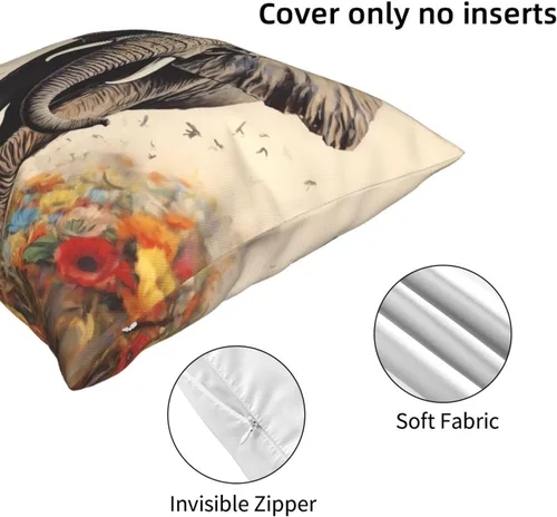 Miniatura 4 de Fundas de almohada decorativas con estampado de pintura de elefante, funda de cojín cuadrada suave, fundas de cojín para sofá, dormitorio, sala