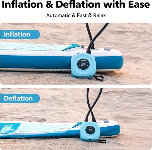 Miniatura 9 de Hydrohero Electric Paddle Board Pump, Rechargeable 20PSI High Pressure SUP Pump, Intelligent Dual Stage Inflation & Deflation, Auto-Off for Stand Up