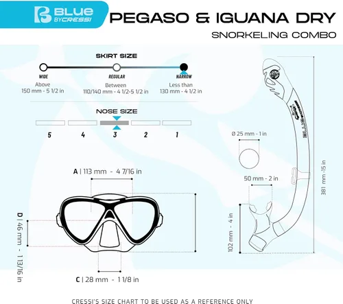 Miniatura 7 de Cressi Juego de silicona para snorkel (máscara y snorkel seco) para niños de 5 a 15 años - Pegaso e iguana seca: diseñado en Italia
