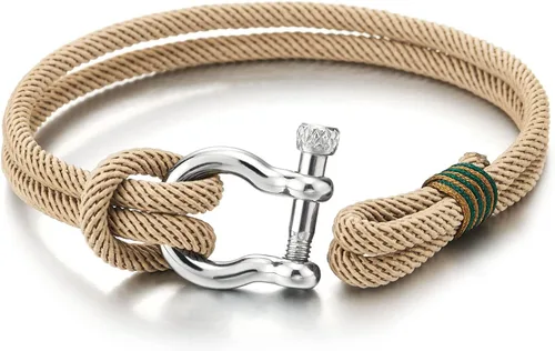 Miniatura 4 de COOLSTEELANDBEYOND Pulsera de acero para hombre y mujer con grilletes de anclaje náutico marinero