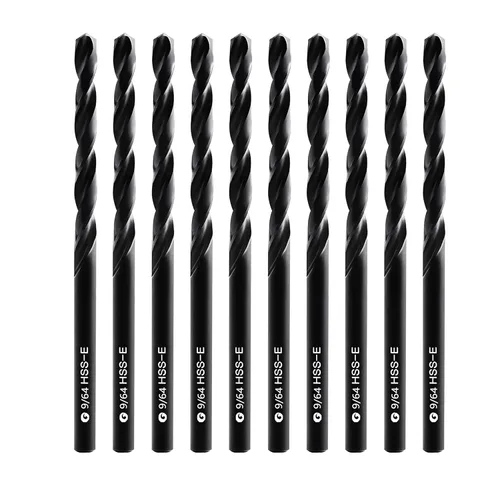 Miniatura 37 de Brocas helicoidales HSS M35 de 13/64 pulgadas, acero de alta velocidad, paquete de 10, adecuadas para aceros, hierro fundido, acero inoxidable