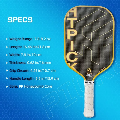 Miniatura 6 de Pickleball Paddles, Carbon Fiber Pickleball Paddle High Grit & Spin with PP Honeycomb Core 16mm Thickness and Thermoformed Elongated