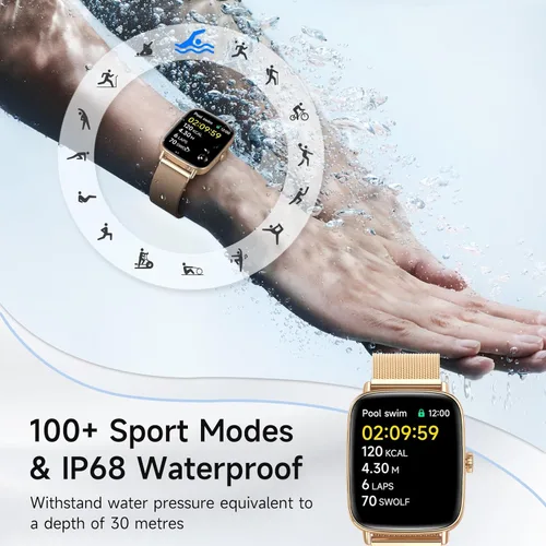 Miniatura 5 de Reloj inteligente para hombres y mujeres, 1.85" HD, reloj inteligente compatible con iPhone/Samsung/Android (responder/hacer llamadas), más de 100