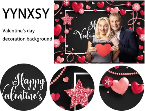 Miniatura 3 de YYNXSY Decoración de fotografía de San Valentín en forma de corazón rosa de 7 x 5 pies para decoración de fiesta de habitación, pancarta para fiesta