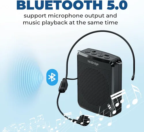 Miniatura 7 de WinBridge - Amplificador de voz con micrófono portátil, micrófono para profesor para aula, altavoz de guía turístico, micrófono de auriculares