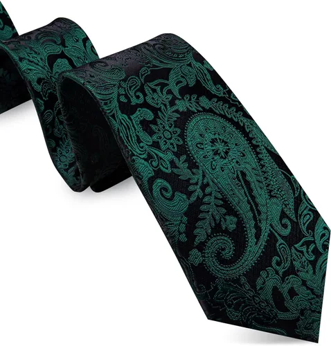 Miniatura 28 de Barry.Wang - Juego de corbata de seda para hombre, diseño de cachemira, pañuelo y gemelos de bolsillo