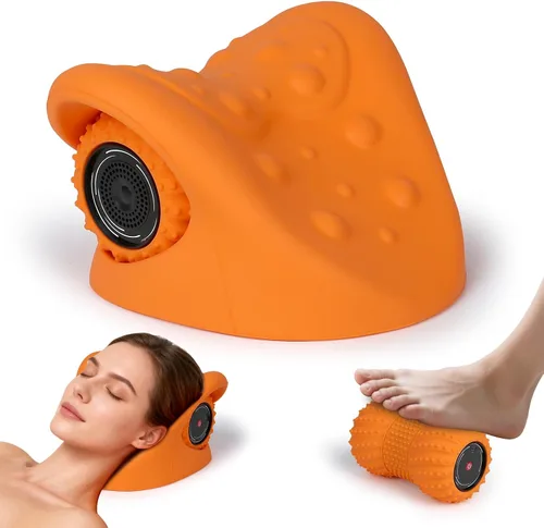 Miniatura 8 de Alivio de la fascitis plantar, masajeador de rodillo muscular, masajeador eléctrico portátil con audio Bluetooth, 3 niveles de vibración (gris)