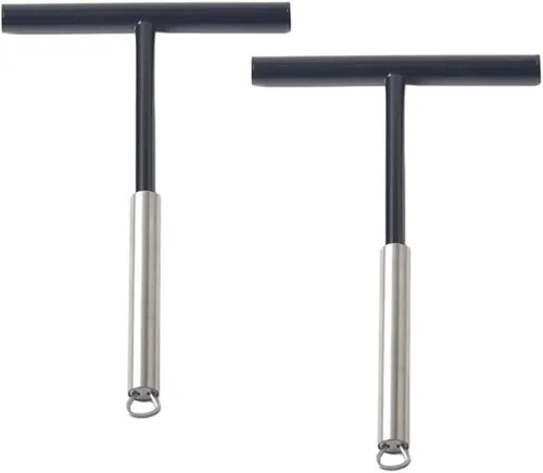 Paquete de 2 raspadores de acero inoxidable en forma de T con agujero para colgar, espátula antiadherente para hacer crepé, herramienta para
