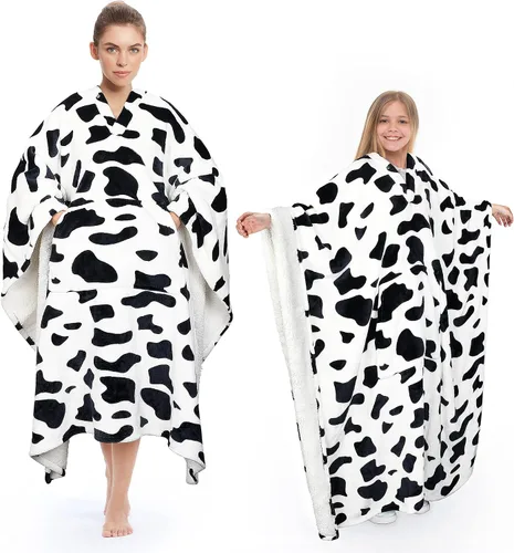 Miniatura 14 de Tirrinia Poncho Blanket Super Soft Comfy Plush Wearable Fleece 2-in-1 Blanket for Adult Women Men Kids