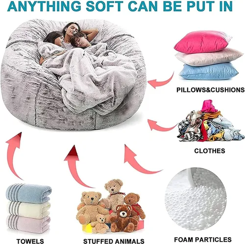 Miniatura 4 de Puf de 7 pies, funda de sofá para silla, lavable de tela de felpa suave de alta calidad, puf para juegos, tumbona gruesa y perezosa, juguetes