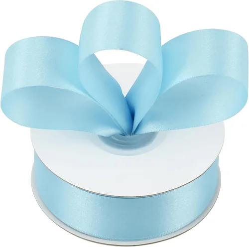 HUIHUANG Cinta azul bebé de 1 pulgada x 20 yardas, cinta de satén gruesa brillante de lujo de doble cara para baby shower, manualidades y lazos,