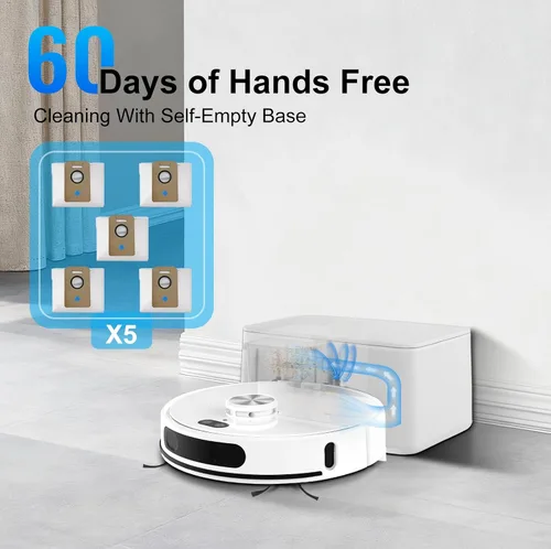 Miniatura 2 de Robot aspirador y trapeador autovaciado hasta 8000 Pa Robot Aspiradora de 60 días Limpieza manos libres 220 minutos de tiempo de funcionamiento