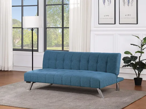 Miniatura 12 de OSP Home Furnishings Sawyer - Sofá futón convertible con fácil elevación y patas de acero inoxidable, tela azul